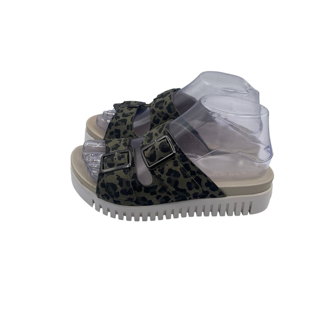 Isle Jacobsen Hornbaek Tulip Platform Sandals Leopard Print Slides Womens 36 6